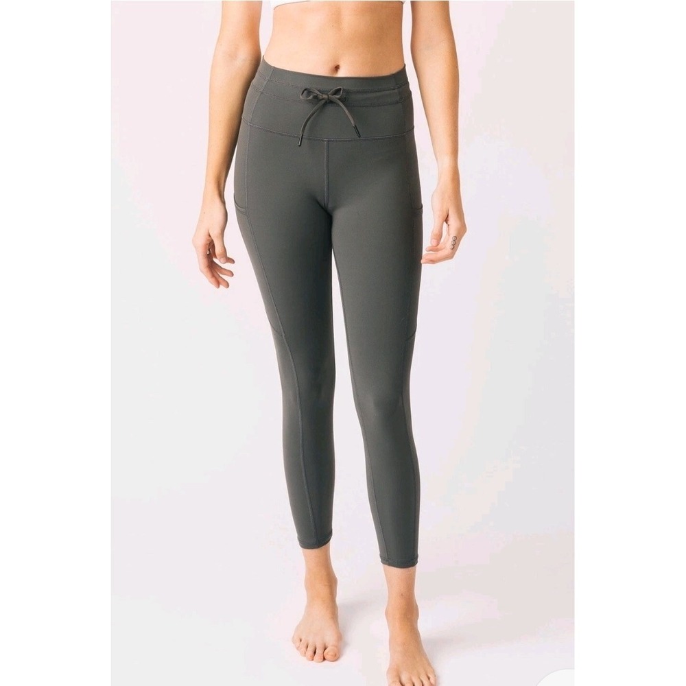 Zyia Sage Green Drawstring Luxe Pocket Legging Butter Soft Hi Rise Women's 12